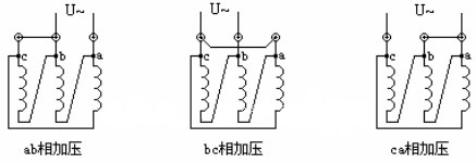 加压绕组为△型连接的接线示意图