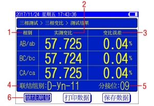 三相变比测试结果